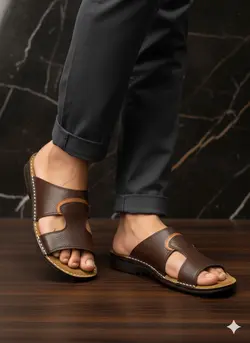 صندل مردانه مدل چرم طبیعی کد 03 رنگ قهوه ای