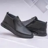 نیم بوت مردانه چرم طبیعی کد 00170t.k