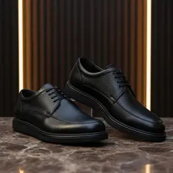 کفش روزمره مردانه چرم طبیعی کد 0013t.k رنگ مشکی