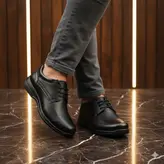 کفش روزمره مردانه چرم طبیعی 003t.k رنگ مشکی