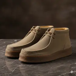 نیمبوت مردانه چرم طبیعی کد 00193t.k رنگ خاکی