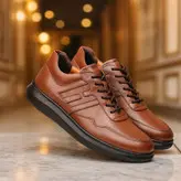 کفش روزمره مردانه مدل چرم طبیعی کد 00107t.k رنگ عسلی