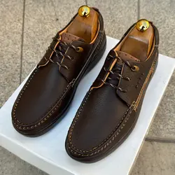 کفش روزمره مردانه مدل چرم طبیعی کد 0086 رنگ قهوه ای