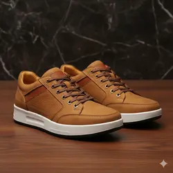 کفش روزمره مردانه چرم طبیعی کد 0018t.k رنگ عسلی