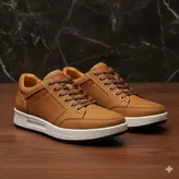 کفش روزمره مردانه چرم طبیعی کد 0018t.k رنگ عسلی