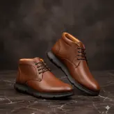 نیمبوت مردانه چرم طبیعی کد 00189t.k رنگ عسلی