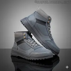 نیمبوت مردانه چرم طبیعی کد 00182t.k رنگ طوسی