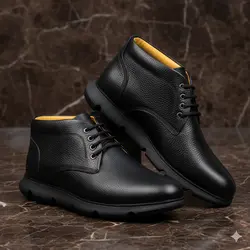 نیم بوت مردانه چرم طبیعی کد 00189t.k رنگ مشکی