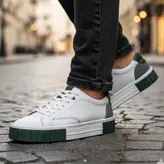 کفش روزمره مردانه چرم طبیعی کد 00198t.k رنگ سفید