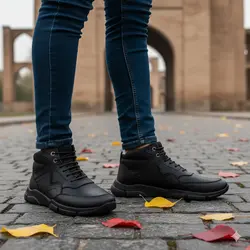 نیمبوت مردانه چرم طبیعی کد 00195t.k رنگ مشکی