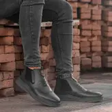 نیم بوت مردانه چرم طبیعی کد 00180t.k رنگ طوسی