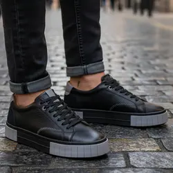 کفش روزمره مردانه چرم طبیعی کد 00198t.k رنگ مشکی