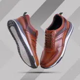 کفش روزمره مردانه چرم طبیعی کد 00191t.k رنگ عسلی