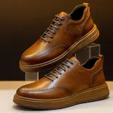 کفش روزمره مردانه چرم طبیعی کد 00202t.k رنگ عسلی