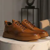 کفش روزمره مردانه چرم طبیعی کد 00202t.k رنگ عسلی