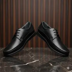 کفش روزمره مردانه چرم طبیعی کد 00196t.k رنگ مشکی