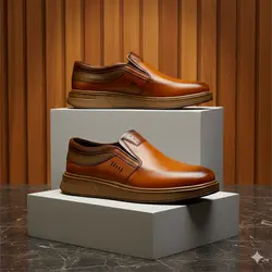 کفش روزمره مردانه چرم طبیعی کد00203t.k رنگ عسلی