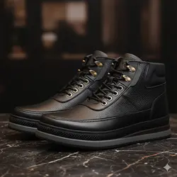 نیم بوت مردانه چرم طبیعی کد 00172t.k رنگ مشکی