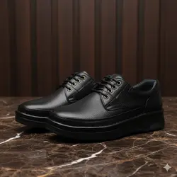 کفش طبی مردانه مدل چرم طبیعی بندی کد 0032 رنگ مشکی