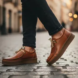 کفش روزمره مردانه مدل چرم طبیعی کد 0026 رنگ عسلی