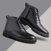 نیم بوت مردانه چرم طبیعی کد 00174t.k رنگ مشکی