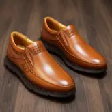 کفش روزمره مردانه مدل چرم طبیعی کد 00137t.k رنگ عسلی