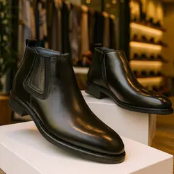 نیمبوت مردانه چرم طبیعی کد 00169t.k رنگ مشکی