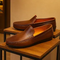 کالج مردانه مدل چرم طبیعی کد 00017t.k رنگ عسلی