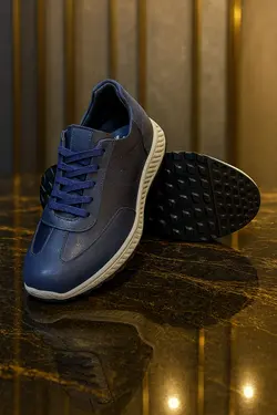 کفش روزمره مردانه مدل چرم طبیعی کد 1 رنگ سرمه ای