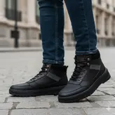 نیم بوت مردانه چرم طبیعی کد 00182t.k رنگ مشکی