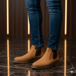 نیموت مردانه چرم طبیعی کد 0039t.k رنگ عسلی