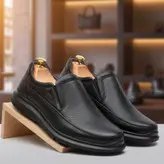 کفش روزمره مردانه چرم طبیعی فرزین کد 00210 رنگ مشکی