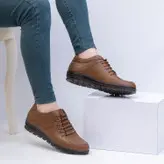 کفش روزمره مردانه چرم طبیعی فرزین کد 00207 رنگ عسلی