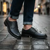 کفش رسمی مردانه چرم طبیعی فرزین کد 00208 رنگ مشکی