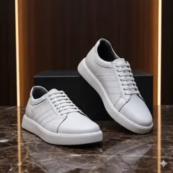 کفش روزمره مردانه چرم طبیعی کد 00204 رنگ سفید