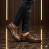 کفش روزمره مردانه چرم طبیعی کد 00204 رنگ عسلی