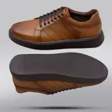 کفش روزمره مردانه چرم طبیعی کد 00204 رنگ عسلی