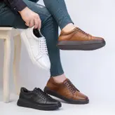 کفش روزمره مردانه چرم طبیعی کد 00204 رنگ عسلی