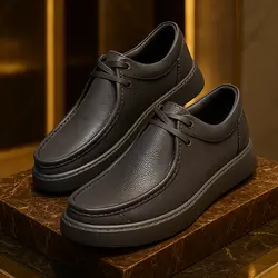 کفش روزمره مردانه چرم طبیعی کد 00153 رنگ طوسی