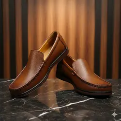 کفش کالج مردانه چرم طبیعی کد 00205 رنگ عسلی