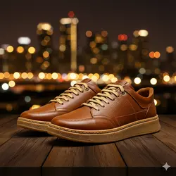 کفش روزمره مردانه چرم طبیعی کد 00215 رنگ عسلی