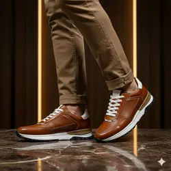 کفش روزمره مردانه چرم طبیعی کد 00213 رنگ عسلی