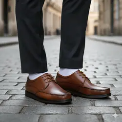 کفش روزمره مردانه چرم طبیعی کد 00216 رنگ عسلی