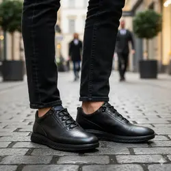 کفش روزمره مردانه چرم طبیعی کد 00214 رنگ مشکی