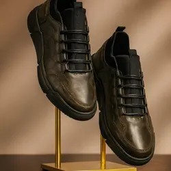 کفش روزمره مردانه چرم طبیعی کد 00212 رنگ سبز