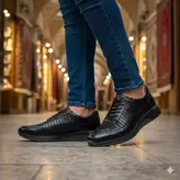 کفش روزمره مردانه چرم طبیعی کد 0015t.k رنگ مشکی