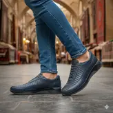 کفش روزمره مردانه چرم طبیعی کد 0015t.k رنگ طوسی