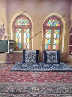 ست 7 تکه پشتی مدل شاه نشین کناره مخمل ترمه کد 369126