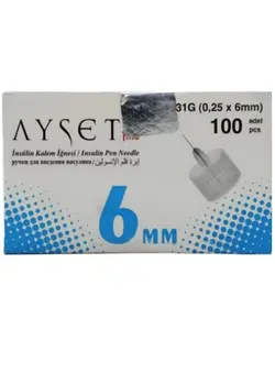 سوزن تزریق انسولین ای ست گیج ۳۱ و ۶ میلیمتر