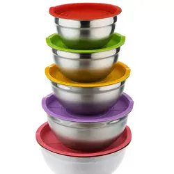 ظروف 5 پارچه استیل با درب رنگی جنس در از پلاستیک مرغوب